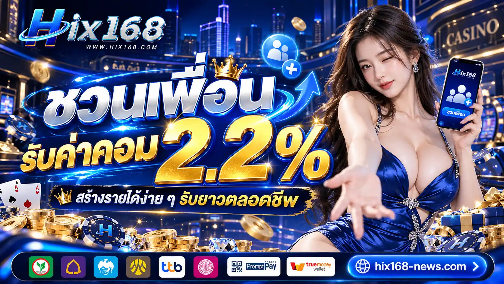 HIX168 คาสิโนออนไลน์ระดับพรีเมียม สนุกปลอดภัย จ่ายจริงทุกยอด